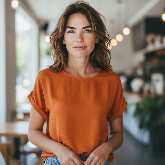 Maurices Burnt Orange Short Sleeve Top - Picture 1 of 6